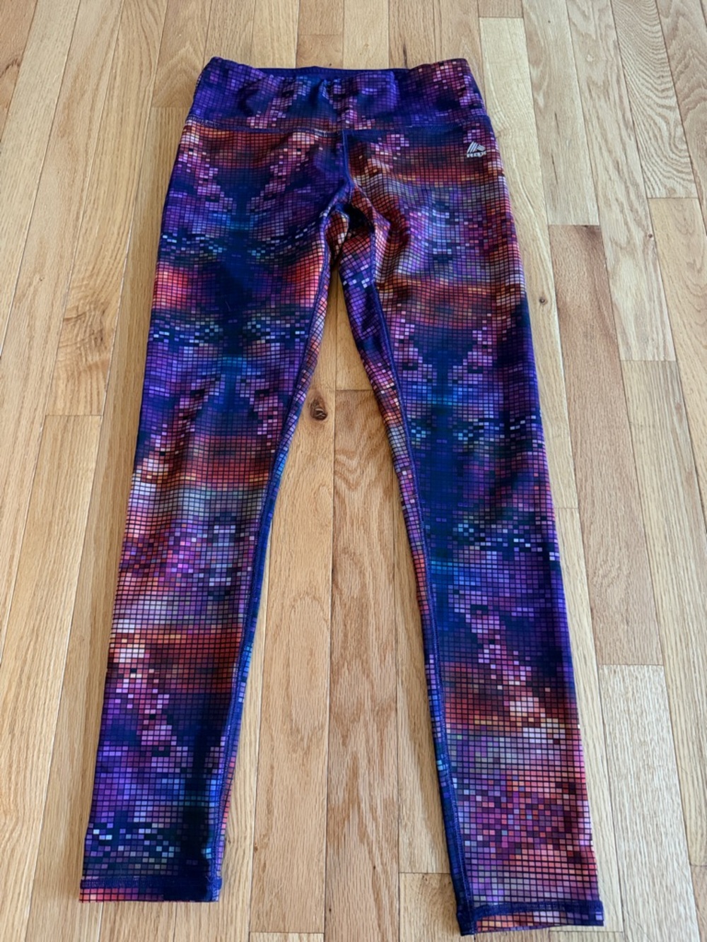 RBX High Waisted Pixel Print Leggings Purple Blue Red Yoga Athletic Size Small